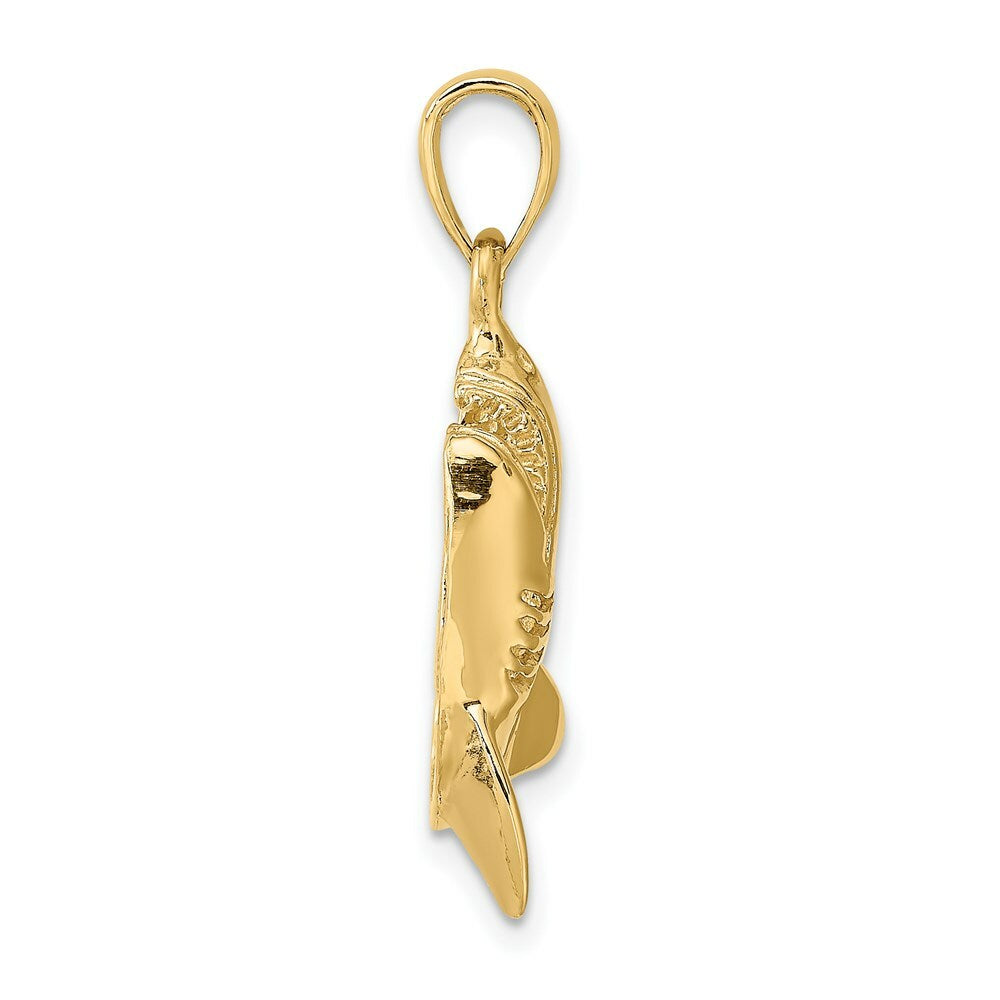 14K Yellow Gold 2-D Polished Shark Charm Pendant