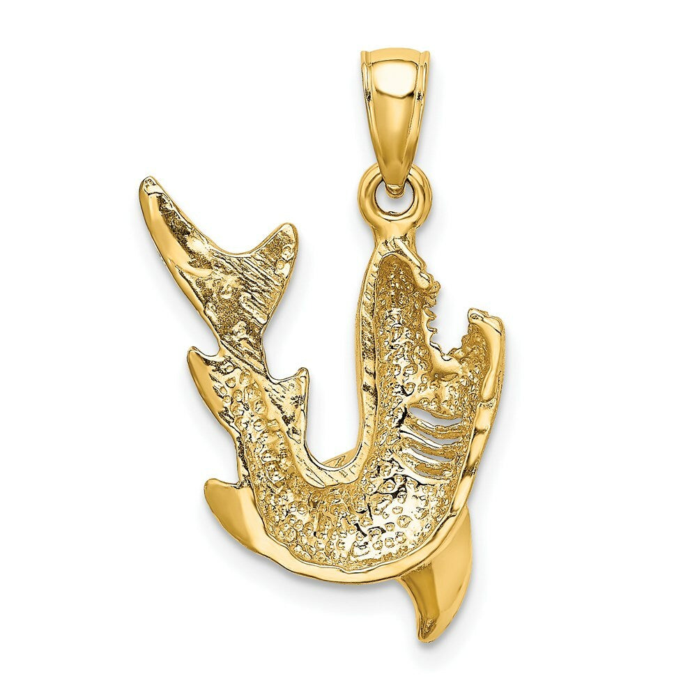 14K Yellow Gold 2-D Polished Shark Charm Pendant