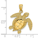 Load image into Gallery viewer, 14K Yellow Gold 2-D SEA TURTLE SWIMMING Charm Pendant
