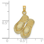 Load image into Gallery viewer, 14K Yellow Gold Large Textured Strap Double Flip-Flop Charm Pendant
