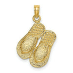 Load image into Gallery viewer, 14K Yellow Gold Large Textured Strap Double Flip-Flop Charm Pendant
