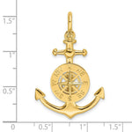 Load image into Gallery viewer, 14K Yellow Gold 3-D Small Anchor With Nautical Compass Charm Pendant
