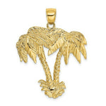 Load image into Gallery viewer, 14K Yellow Gold 2-D Double Palm Trees Charm Pendant
