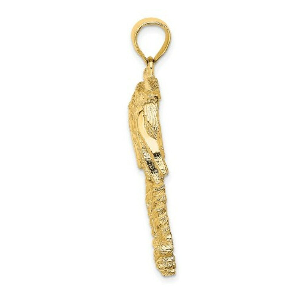 14K Yellow Gold 2-D Double Palm Trees Charm Pendant