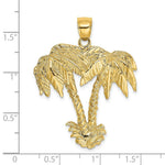 Load image into Gallery viewer, 14K Yellow Gold 2-D Double Palm Trees Charm Pendant
