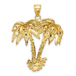 Load image into Gallery viewer, 14K Yellow Gold 2-D Double Palm Trees Charm Pendant
