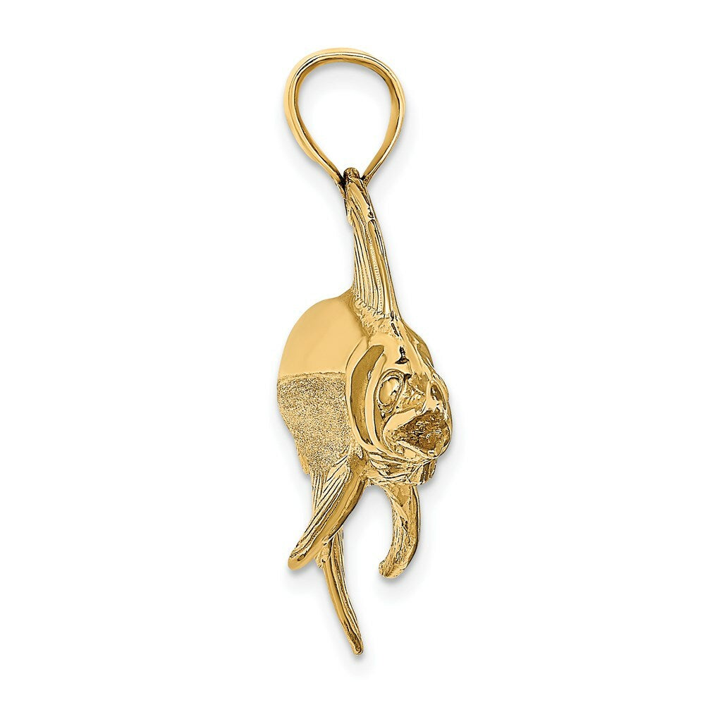 14K Yellow Gold 3-D Polished and Satin Swordfish Charm Pendant
