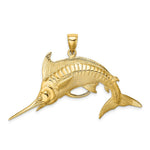 Load image into Gallery viewer, 14K Yellow Gold 3-D Polished and Satin Blue Marlin Charm Pendant
