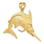 Load image into Gallery viewer, 14K Yellow Gold 3-D Polished and Satin Blue Marlin Charm Pendant
