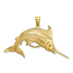 Load image into Gallery viewer, 14K Yellow Gold 3-D Polished and Satin Blue Marlin Charm Pendant
