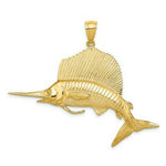 Load image into Gallery viewer, 14K Yellow Gold 3-D Polished and Satin Sailfish Charm Pendant

