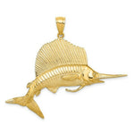 Load image into Gallery viewer, 14K Yellow Gold 3-D Polished and Satin Sailfish Charm Pendant
