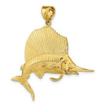 Load image into Gallery viewer, 14K Yellow Gold 3-D Polished and Satin Sailfish Charm Pendant
