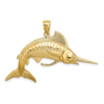 Load image into Gallery viewer, 14K Yellow Gold 3-D Polished Satin White Marlin Charm Pendant
