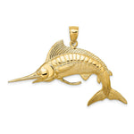 Load image into Gallery viewer, 14K Yellow Gold 3-D Polished Satin White Marlin Charm Pendant
