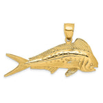Load image into Gallery viewer, 14K Yellow Gold 3-D Female Dorado (Mahi-Mahi) Charm Pendant
