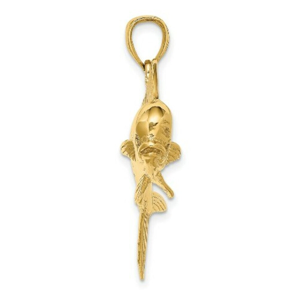 14K Yellow Gold 3-D Male Dorado (Mahi-Mahi) Pendant