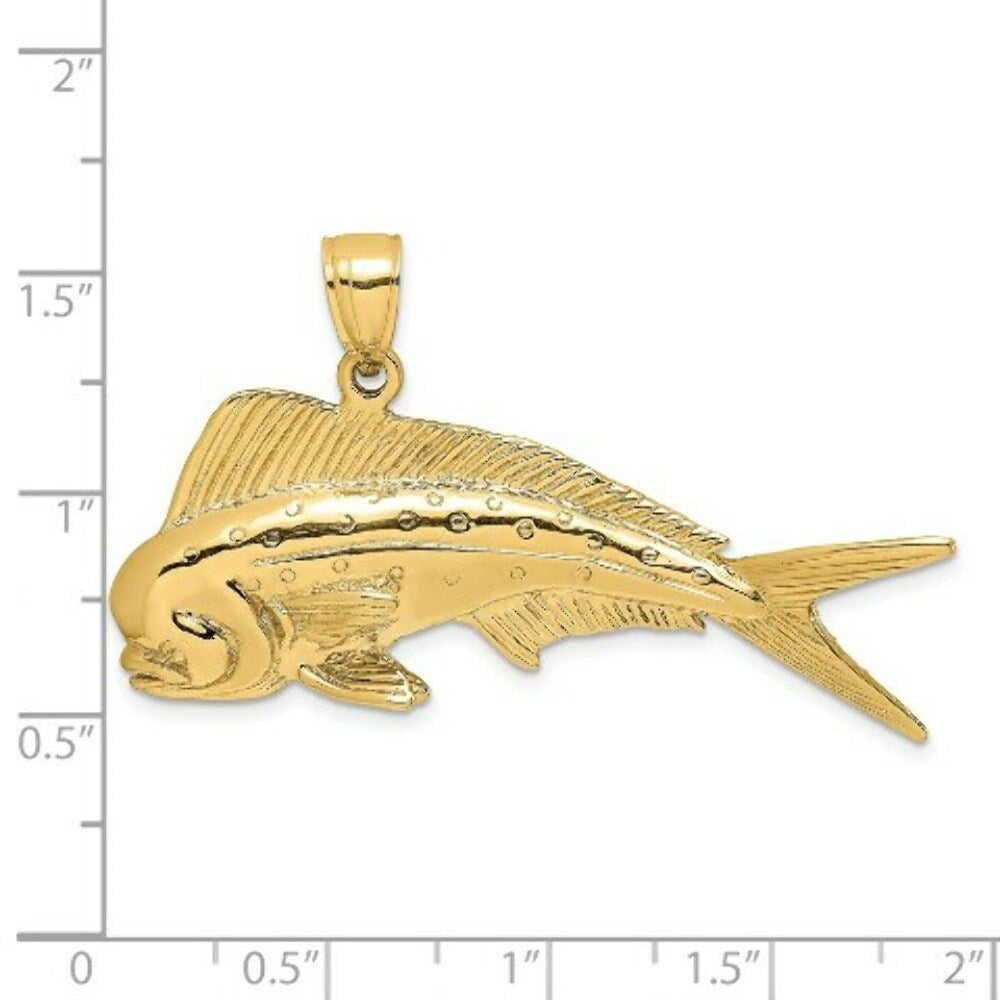 14K Yellow Gold 3-D Male Dorado (Mahi-Mahi) Pendant