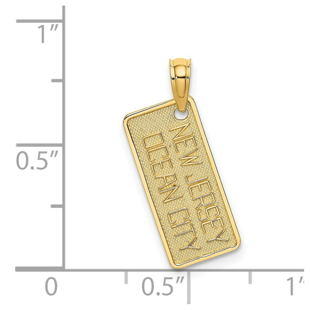 14K Yellow Gold Texture Small OCEAN CITY, NJ License Plate Charm Pendant