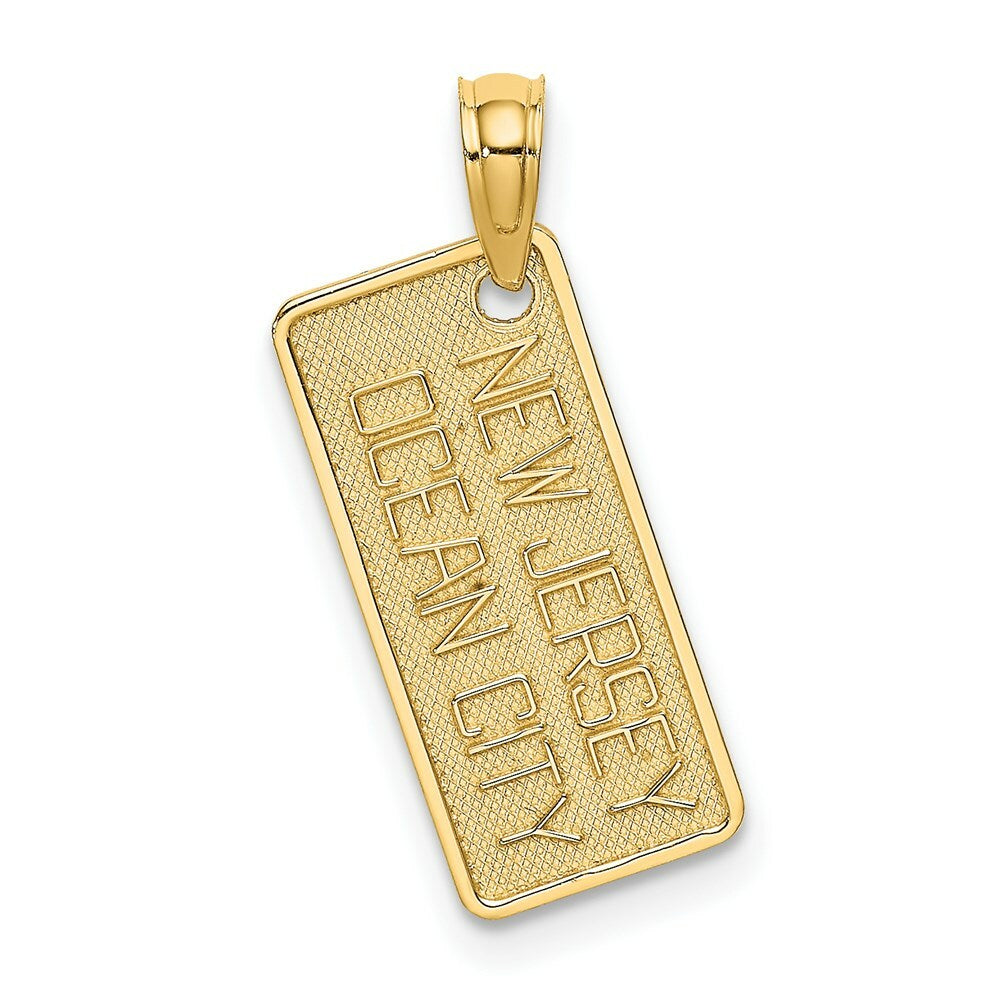 14K Yellow Gold Texture Small OCEAN CITY, NJ License Plate Charm Pendant