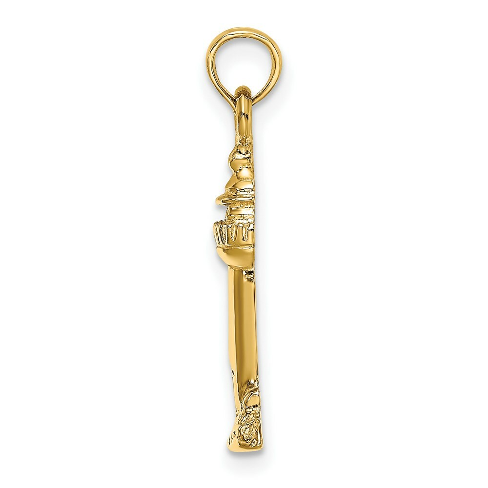 14K Yellow Gold 2-D Polished and Textured Lighthouse Charm Pendant