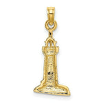Load image into Gallery viewer, 14K Yellow Gold 2-D Polished and Textured Lighthouse Charm Pendant
