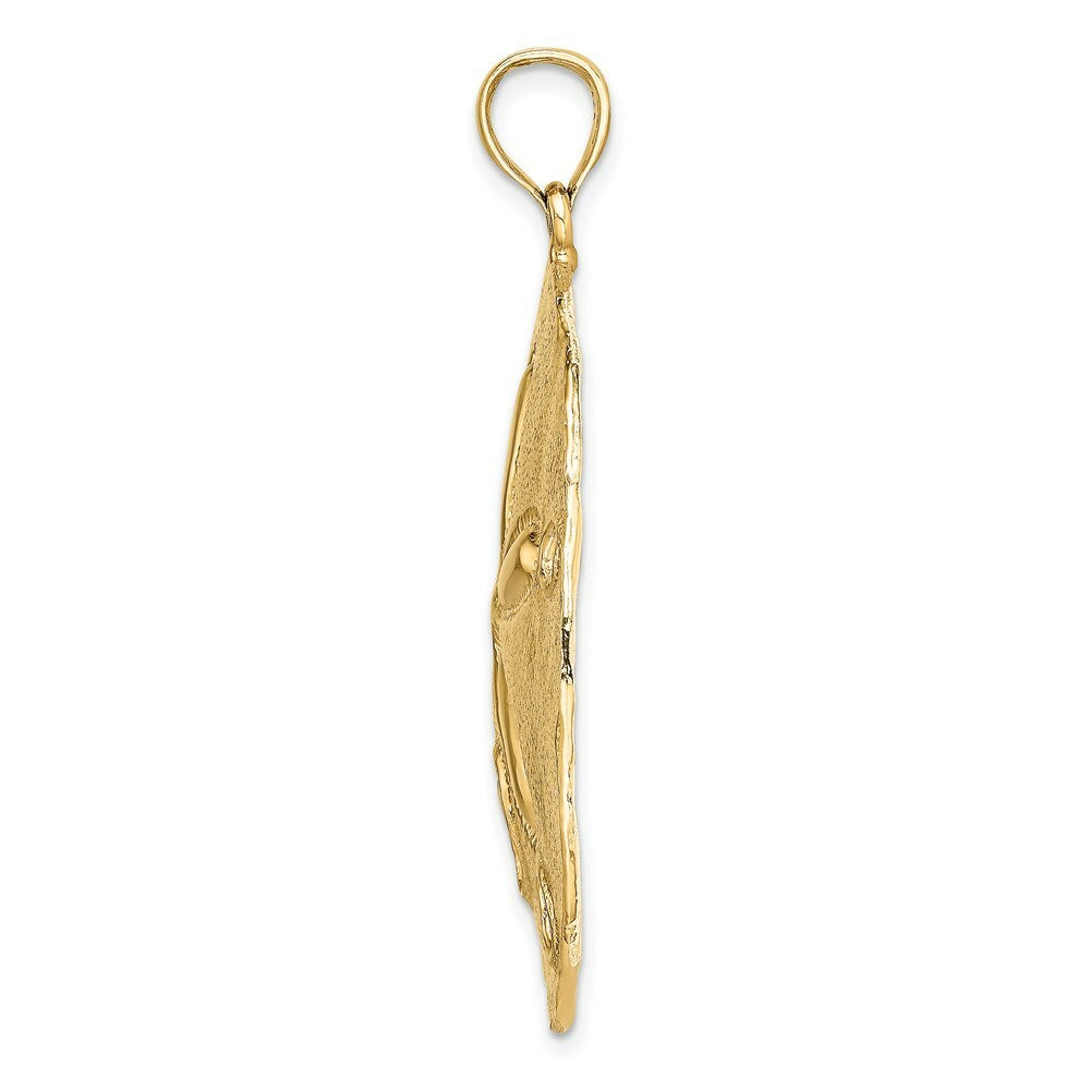 14K Yellow Gold Polished Large Sand Dollar Charm Pendant