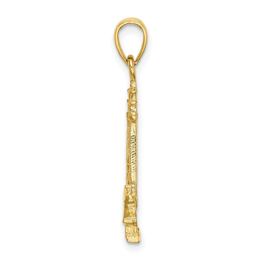14K Yellow Gold 2-D Sanibel Island Lighthouse Charm Pendant