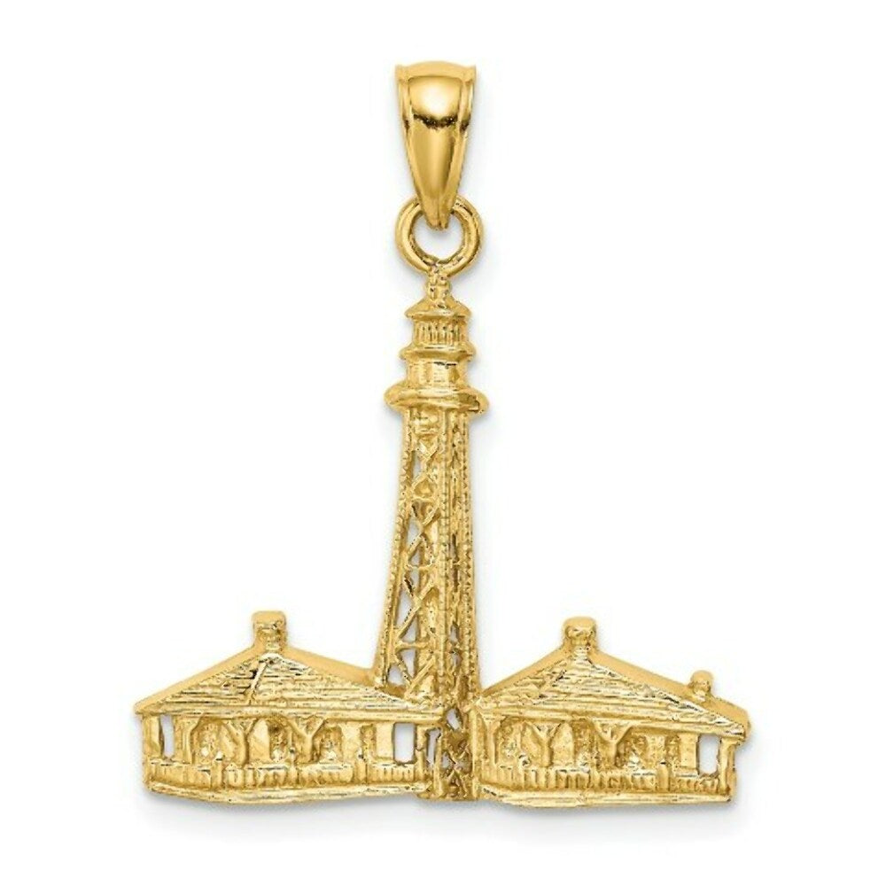 14K Yellow Gold 2-D Sanibel Island Lighthouse Charm Pendant