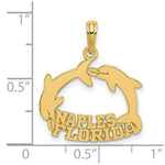 Load image into Gallery viewer, 14K Yellow Gold NAPLES FLORIDA Under Jumping Dolphins Charm Pendant
