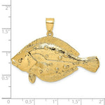 Load image into Gallery viewer, 14K Yellow Gold 3-D FLOUNDER FISH Charm Pendant
