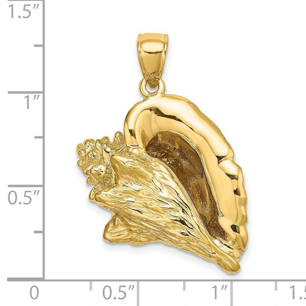 14K Yellow Gold 3-D Conch Shell Charm Pendant