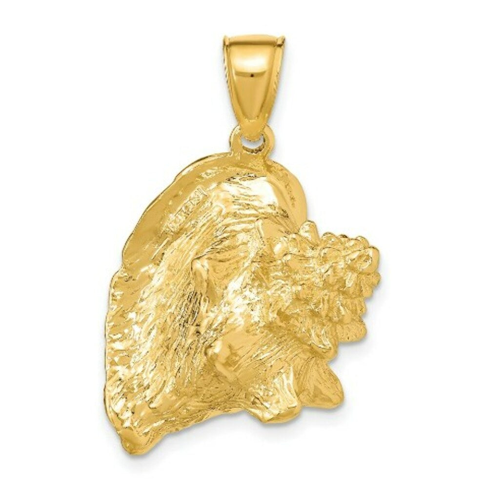 14K Yellow Gold 3-D Conch Shell Charm Pendant