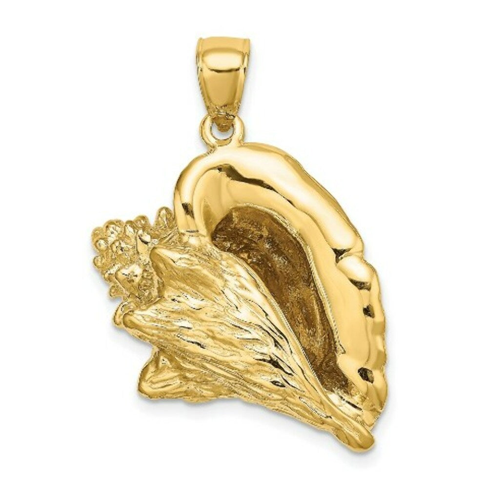 14K Yellow Gold 3-D Conch Shell Charm Pendant