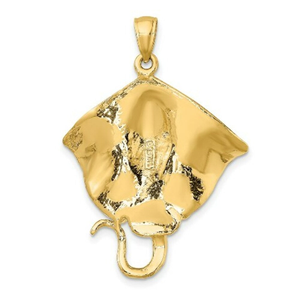 14K Yellow Gold 2-D & Polished Stingray Charm Pendant