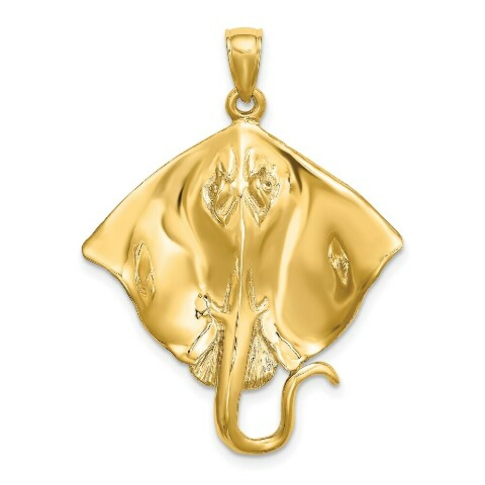 14K Yellow Gold 2-D & Polished Stingray Charm Pendant
