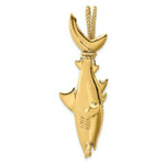 Load image into Gallery viewer, 14K Yellow Gold 3-D Hammerhead Shark With Rope Bail Charm Pendant
