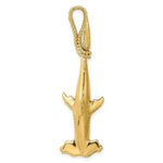 Load image into Gallery viewer, 14K Yellow Gold 3-D Hammerhead Shark With Rope Bail Charm Pendant
