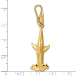 Load image into Gallery viewer, 14K Yellow Gold 3-D Hammerhead Shark With Rope Bail Charm Pendant
