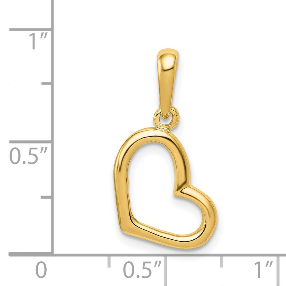 14K Yellow Gold Solid Polished Plain Heart Pendant
