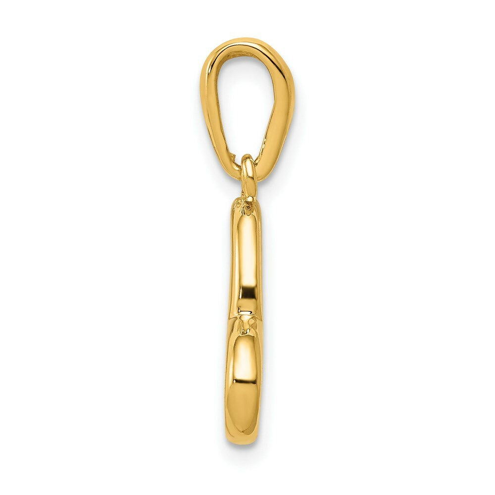14K Yellow Gold Solid Polished Plain Heart Pendant