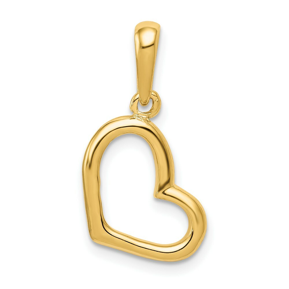 14K Yellow Gold Solid Polished Plain Heart Pendant