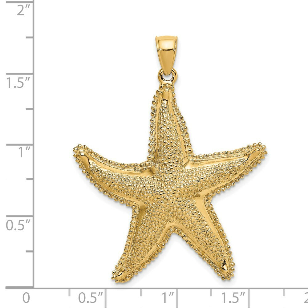 14K Yellow Gold 2-D Textured Starfish Charm Pendant