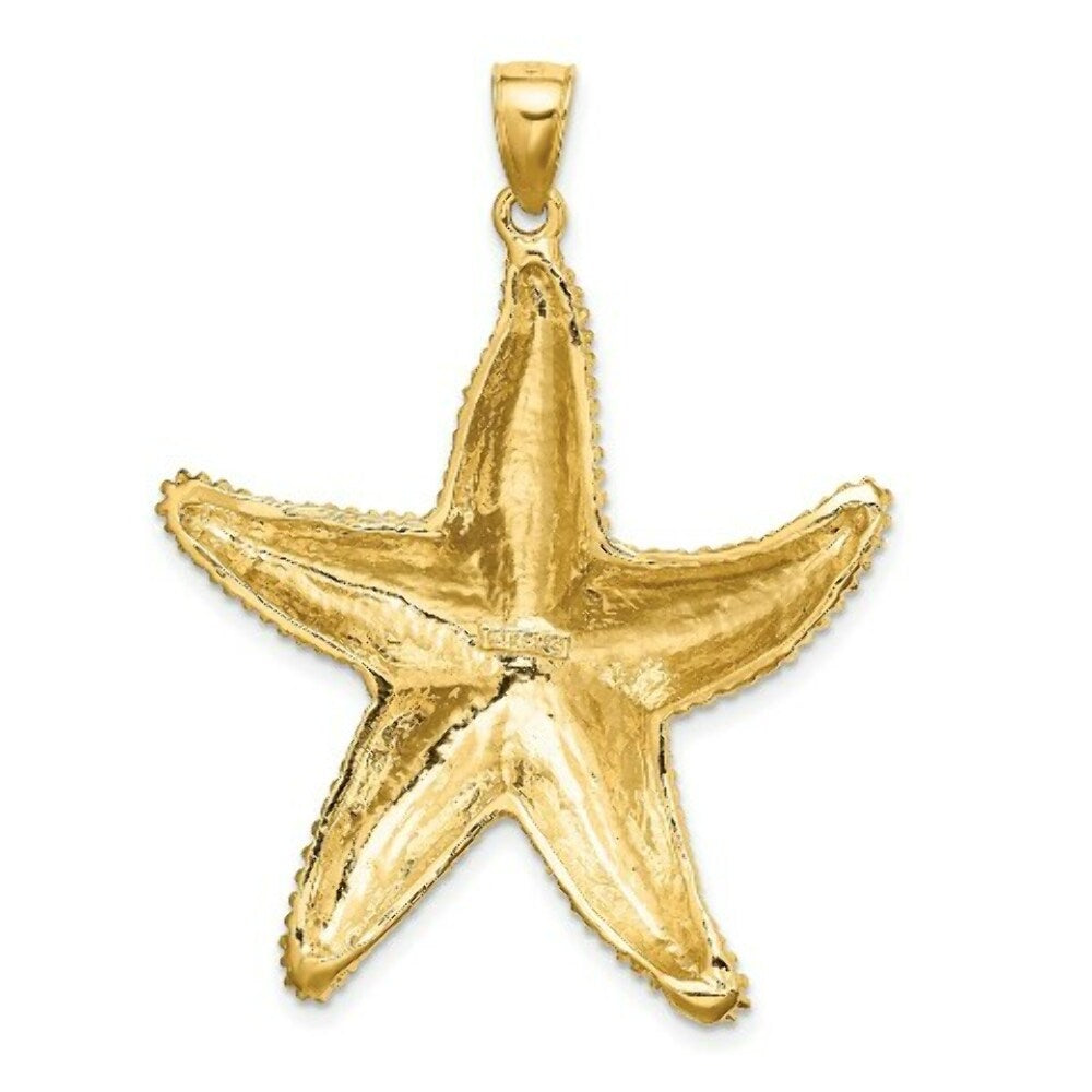 14K Yellow Gold 2-D Textured Starfish Charm Pendant