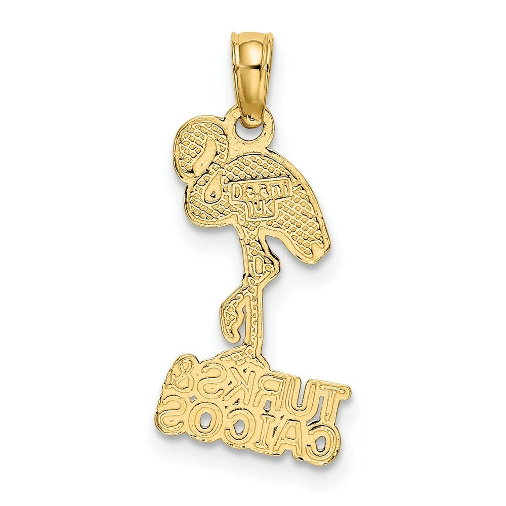 14K Yellow Gold TURKS & CAICOS Under Flamingo Charm Pendant