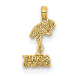 Load image into Gallery viewer, 14K Yellow Gold TURKS &amp; CAICOS Under Flamingo Charm Pendant
