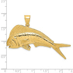 Load image into Gallery viewer, 14K Yellow Gold 2-D FEMALE DORADO (MAHI-MAHI) Charm Pendant
