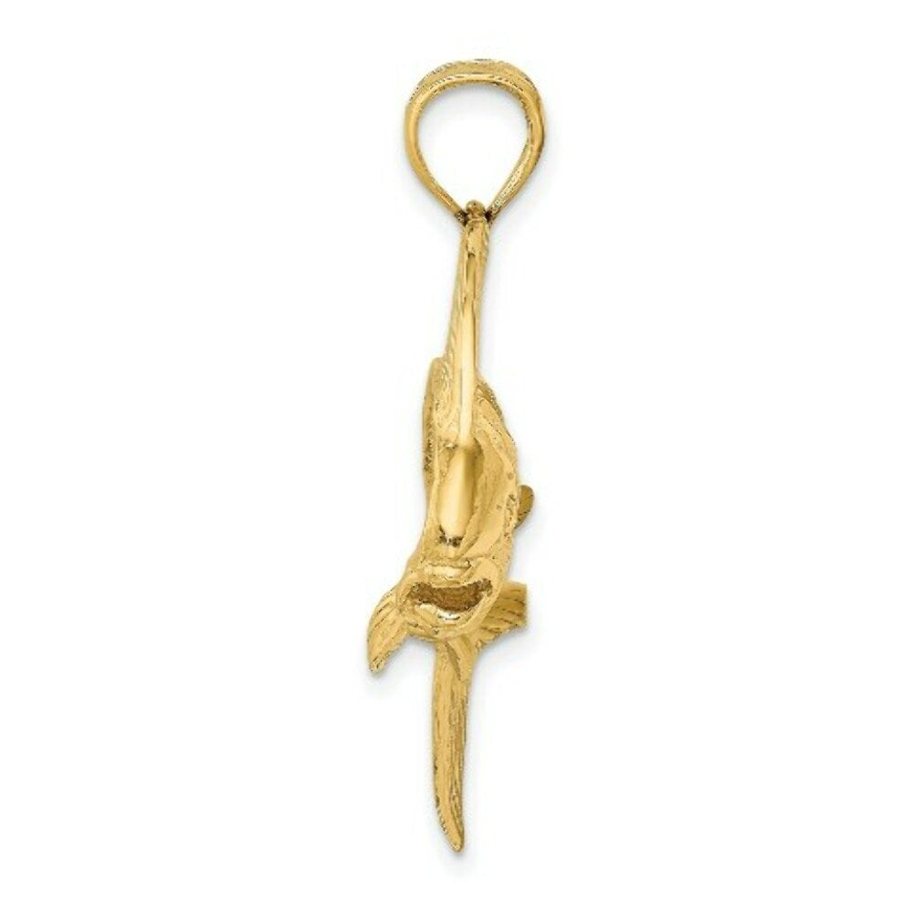 14K Yellow Gold 2-D FEMALE DORADO (MAHI-MAHI) Charm Pendant
