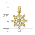 Load image into Gallery viewer, 14K Yellow Gold 2-D Engraved Ship Wheel Charm Pendant
