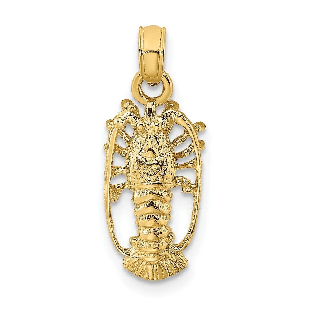 14K Yellow Gold Florida Lobster With Out Claws Charm Pendant